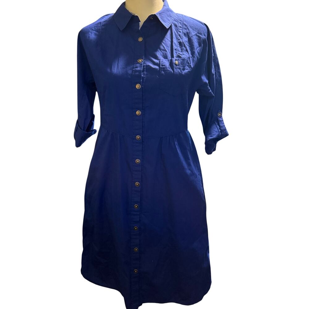Odille Anthropologie Cobalt Blue Utility Shirt Dress, 100% Cotton, Size 6